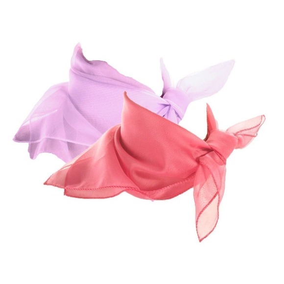 50s Style Sheer Chiffon Square Scarves Set w 1 Pink and 1 Lilac Scarf - Hey Viv - Picture 1 of 6